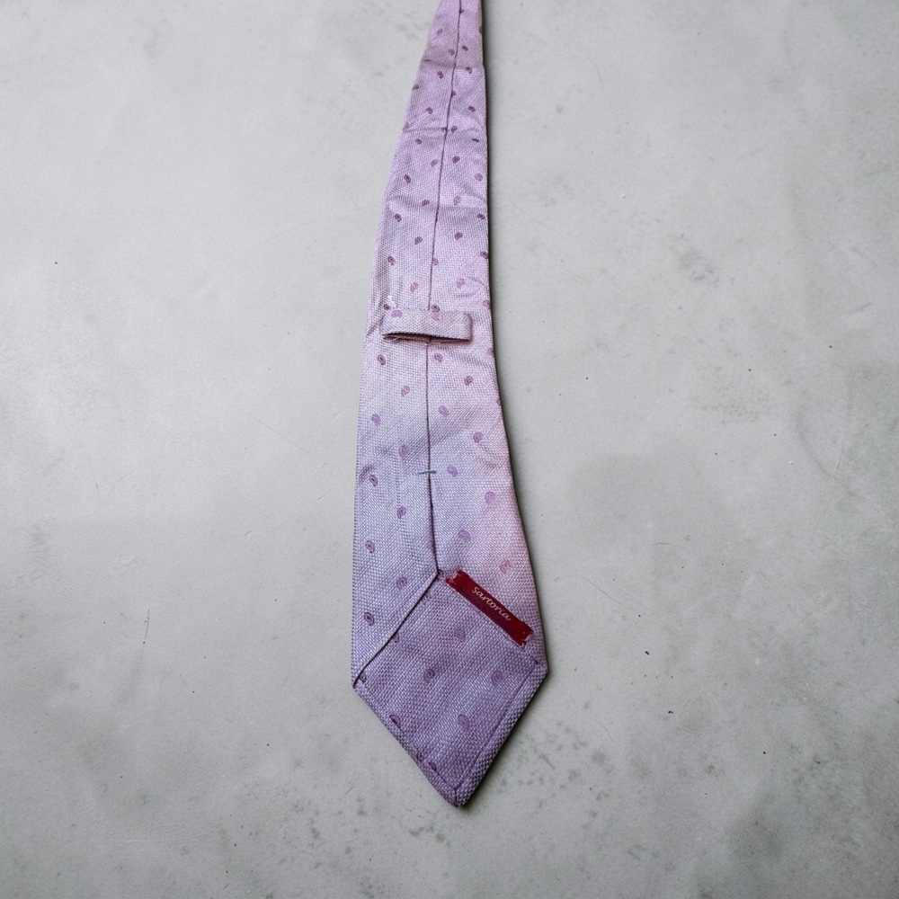 Tom James Purple/Pink Paisley Men's silkTie - Picture 4 of 6